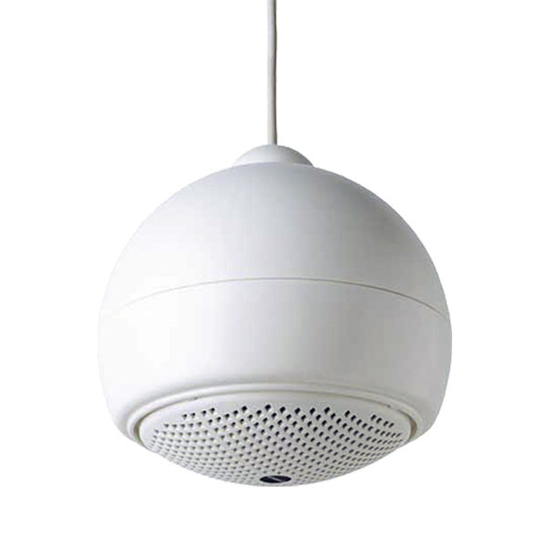 BOCINA ESFERICA P/SUSPENDER DEL TECHO 100V 15-7,5-3.7W IP 44 BLANCO