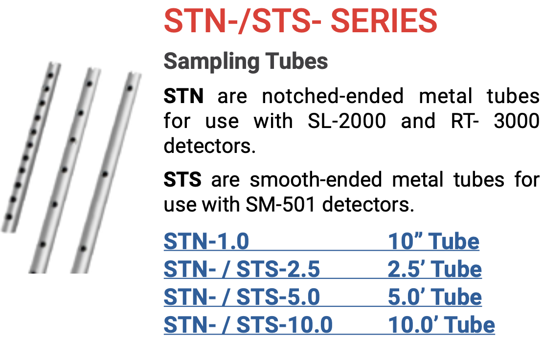 TUBO DE MUESTREO PARA DUCTO DE 6¨A 2.5'  P/ SERIE SL & RT