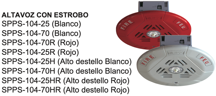 BOCINA ROJA LUZ ESTROB. TECHO 70V, 2W REDONDA