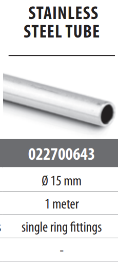 Stainless steel tube Ø15x1,5 / kitchen 16L & 25L