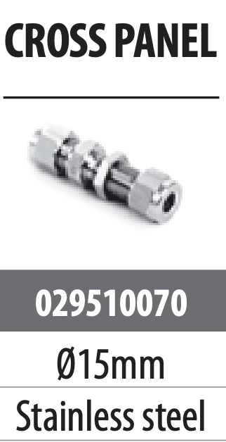 Stainless steel single ring fitting : Ø15 tube fitting - cross panel